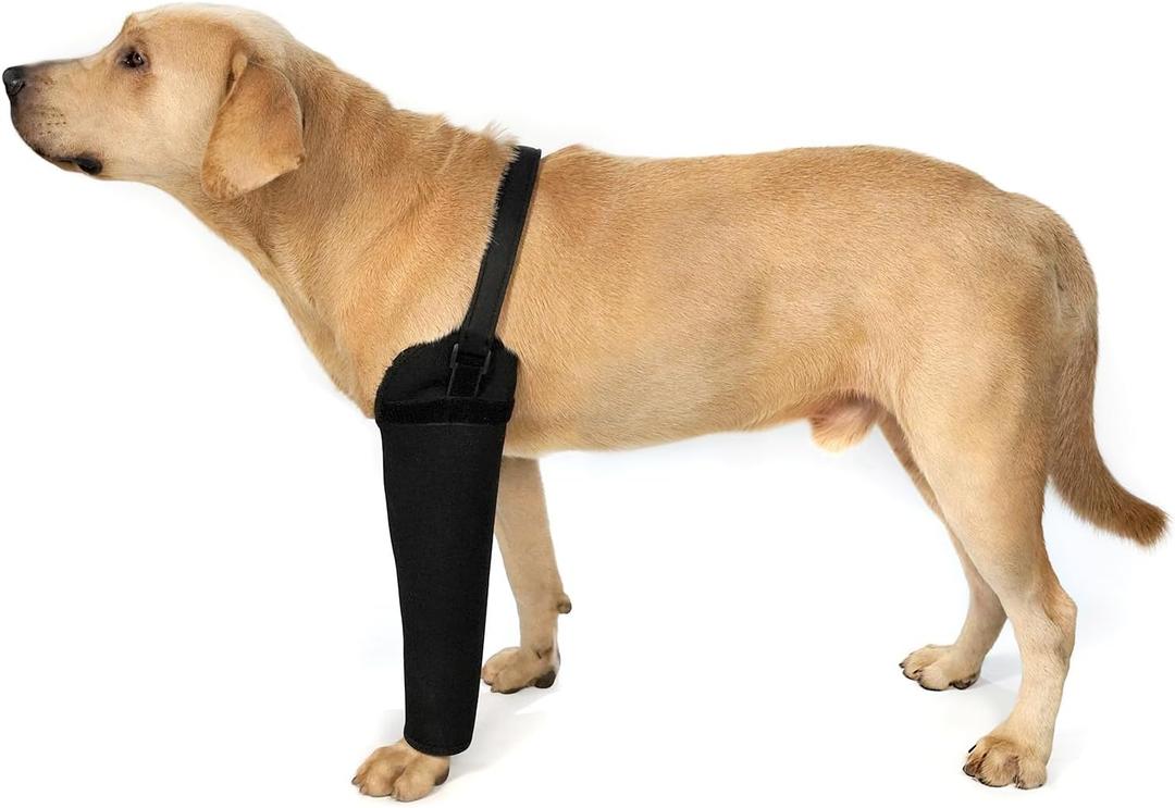 Dog Recovery Sleeve - Front Leg Only, Cone Collar Alternative, 2.5mm Thick Waterproof Abrasion-Resistant Pet Leg Sleeve, Washable, Prevents Licking/Biting & Keeps Wounds Dry (Black, Large)