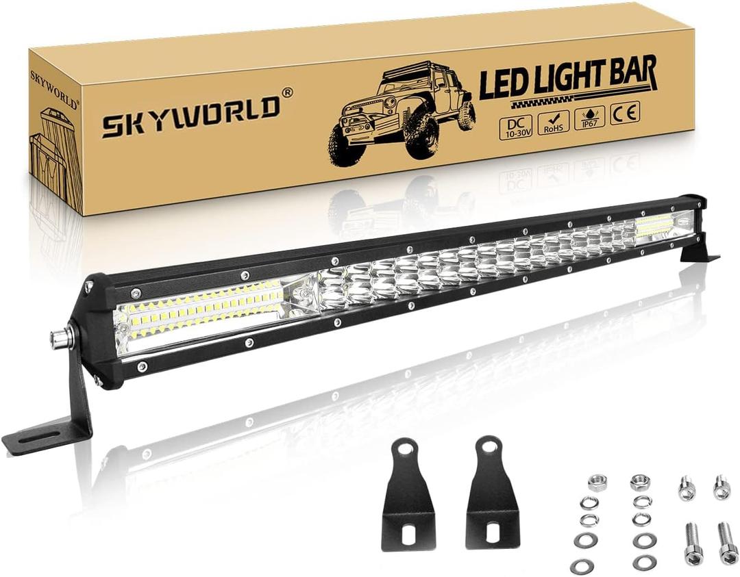 SKYWORLD 24 inch 216W LED Work Light Bar Double Row Flood Spot Combo Beam Fog Lights 6000K Offroad Driving Lamp for Trucks Car ATV SUV 4X4 4WD