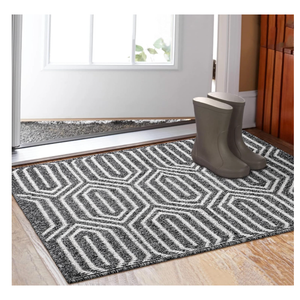 Indoor Doormat 32"x 48", Absorbent Front Back Door Mat Floor Mats, Rubber Backing Non Slip Door Mats Inside Mud Dirt Trapper Entrance Door Rug Carpet, Machine Washable Low Profile-Black Time Cloister