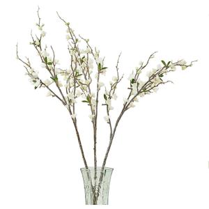 3Pcs Artificial Plum Blossom Fake Silk Cherry Blossom Branches Flowers for Tall Vases, Faux Long Stems Wintersweets Arrangement for Wedding Home Office Bedroom Spring Party Decor (White)
