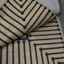 Moynesa Striped Border Easy Jute Outdoor Rug 8x10, Washable Indoor Outdoor Patio Area Rugs for Living Room Non Slip, Modern Classic Farmhouse Carpet for Dining Room Table, Black