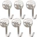 Tohoer Magnetic Hooks, Neodymium Magnets Hook Heavy Duty 30LBS with Rust Proof for Fridge, Refrigerator, Oven, Grill, BBQ, Key, Tools Holder, Utensil, Kitchen, Outdoor, Magnet for Hanging Wreaths (6 x 20MM, Silver)