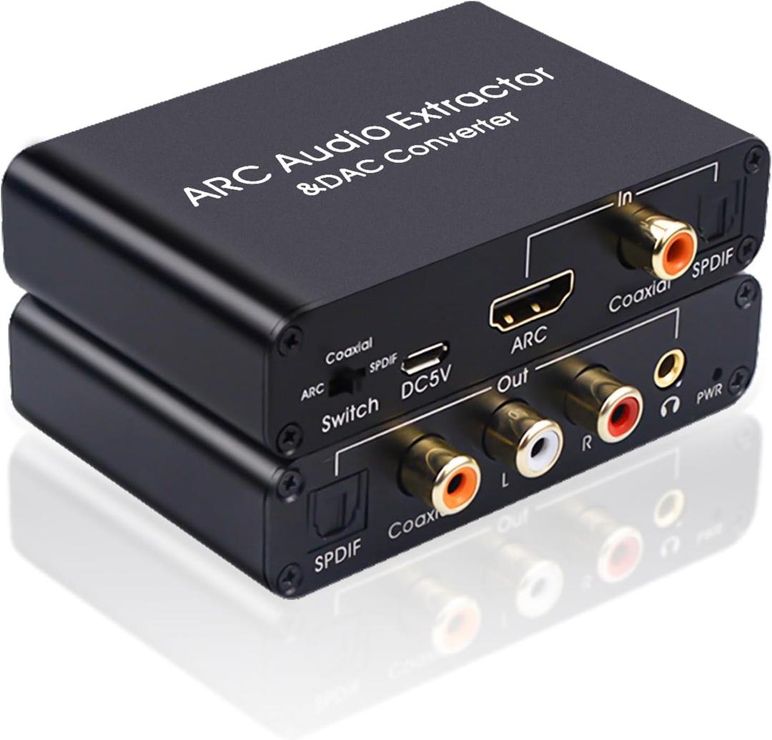 HDMI ARC to Optical Audio Adapter 192Khz DAC Digital to Analog Audio Converter, HDMI ARC Input to Optical/SPDIF Coaxial Stereo L/R 3.5mm Jack Out for HDTV Soundbar