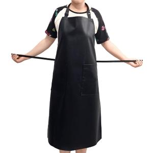 2 x Waterproof Rubber Vinyl Apron-Adjustable for Men Women Water and Oil Resistant For Lab Work Butcher Kitchen Barbecue, Black-35 * 26in, 35 * 26inch (Black, M)