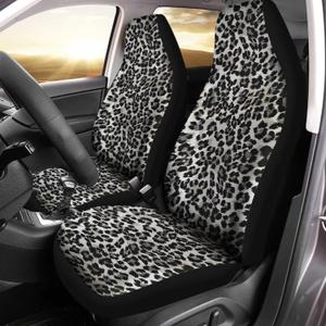 Bulopur Grey Leopard Print Auto Seat Cover for Men Women, Car Front Seats Accessories Interior Decor 1 Pcs Suit All Seasons Use (Gray Leopard Pattern)