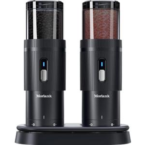 Upgraded Larger Capacity Electric Salt and Pepper Grinder Set, Rechargeable Salt and Pepper Grinder Set with Charge Base, Adjustable Coarseness, Efficient Kitchen Gadgets