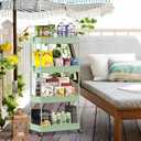 SPACEKEEPER Storage Cart 4-Tier, Bathroom Rolling Cart Utility Storage Organizer Shelf Mobile Shelving Unit for Kitchen Living Room Bathroom Laundry Room & Dressers, Green