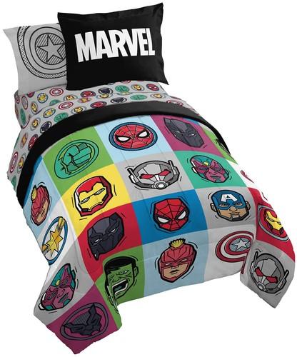 Marvel Avengers Pop 7 Piece Queen Size Bed Set - Includes Comforter & Sheet Set
