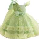 IBTOM CASTLE Girls Birthday Party Dress Heart Glitters Tulle Princess Dress Toddler Flower Girl Wedding Prom Pageant Dress (Green)
