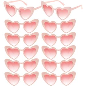 NACHLYNN 4/12/24 Pairs Heart Shaped Sunglasses Bachelorette Sunglasses Love Vintage Heart Glasses for Women Party Weddings (Pink)