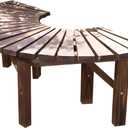 Tree Bench Wrap Around, Outdoor Patio Garden Porch Curved Bench, Wood Outdoor Benches Weatherproof, Wooden Semicircular Park Benches for Outside, Medium