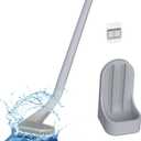 Toilet Brush, Long Handle Golf Toilet Brush with Holder 360 Deep Cleaning Flexible Silicone Toilet Cleaner Brush Wall Mounted for Bathroom (Grey) (Gray)