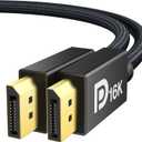 IVANKY 80Gbps Displayport Cable 2.1, 16K DP Cord [16K@60Hz,8K@120Hz,4K@240Hz], Display Port 2.1 Cable Support HDR10, HDCP, DSC 1.2a, for 5090,7900Graphics/PC/TV/Gaming Monitor, 6.6FT (Black)