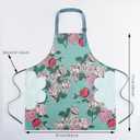 Floral Apron for Women with Pockets, Adjustable Chef Aprons for Kitchen, Cooking, BBQ & Grill (Green)