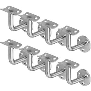 8 Pack Staircase Handrail Brackets for Round Wood / Metal Railing, Wall Mount, 304 Stainless Steel