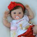 SCOM Lifelike Baby Dolls Girl -18 Inch Reborn Realistic Baby Dolls Silicone Cute Soft Body Doll Real Life Baby Doll Gift for Age 3+