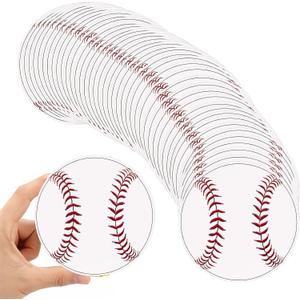 Tenceur 80 Pcs Baseball Cutouts 5.91 Inch, Sports Party Decorations DIY Paper Ball Cut Outs with Glue Points, Bulletin Board Poster Sport Theme Party Birthday Baby Shower Game Day Wall Decor Supplies