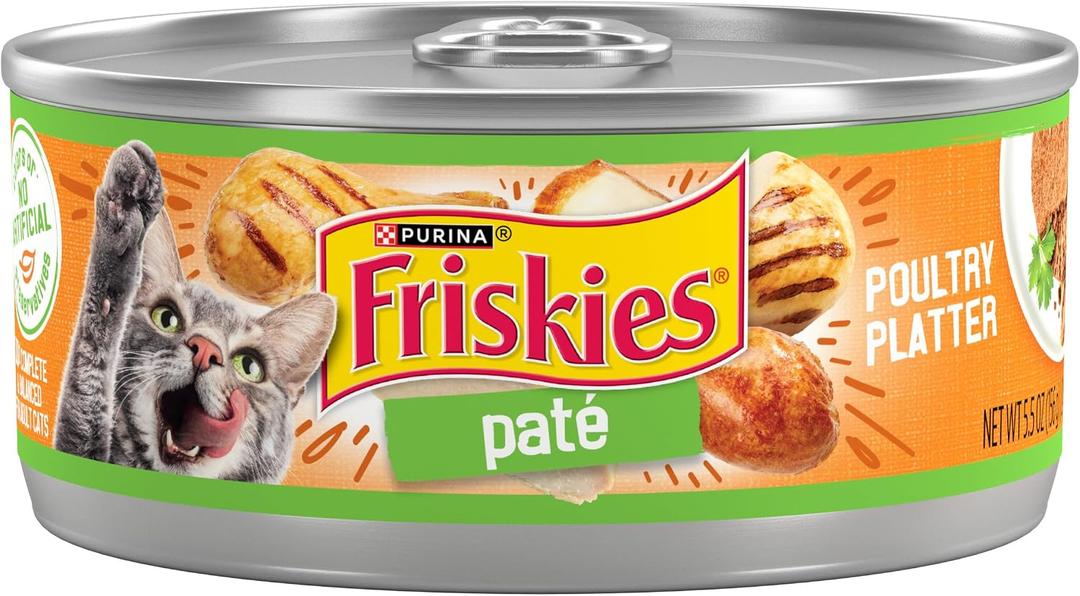 Purina Friskies Wet Cat Food Pate, Poultry Platter - (Pack of 24) 5.5 oz. Cans (EXP 06/30/28)