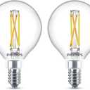 PHILIPS LED 40W G16.5 E12 Base 2-Pack Ultra Definition Soft White (2700K) 350 Lumen (3.5W=40W) Clear Flicker Free Light Bulbs