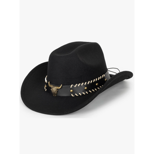Womens Western Cowboy Hats Studded Pinched Western Cowgirl Hats Wide Brim Fedoras Hat with Belt Buckle (Size:Medium)