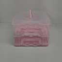 Cake Carrier with Lid, Two Tier Handle Cupcake Carrier, Stackable Cupcake Holder Container for 24 Cupcakes, Cake Carrier with Trays, Dessert Container for Cake Pie Muffin Cobbler, Pink