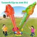 Gizzjoy Dinosaur Rocket Launcher for Kids - Launch Up to 100 Ft, 8 Rockets and 2 Pads for Multi-Player, Dinosaur Toys, Birthday Gift Ideas, for 3 4 5 6 7 Year Old Boys, Outdoor Outside
