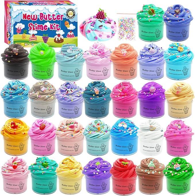 30 Pack Butter Slime Kit, Scented Slime Supplies Kit for Girls and Boys, Stress Relief Toy for Kids Education, Party Favor, Gift and Birthday