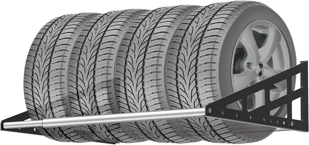 Foozet Tire Rack Wall Mount,Heavy Duty Adjustable 31"-56" Tire Storage Rack, Wheel Racks for Garage With Telescopic Rods, Hanging Garage.