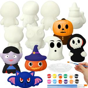 Lenwen 12 Pcs Halloween Squeeze Coloring Craft Kit DIY Halloween Slow Rising Toys Set Make Your Own Painting Crafts Party Favors Supplies Coloring Toys