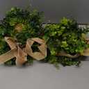 Yilloog 6 Pcs Mini Christmas Wreaths for Kitchen Cabinet 9" Small Christmas Artificial Boxwood Wreaths with Linen Bow Xmas Party Decor for Door Window Wall Farmhouse Hanging