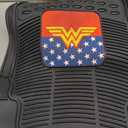 2 x BDK Warner Bros DC Comics Classic Wonder Woman Car Accessories Floor Mats - Universal Fit, No-Slip Grip, All Weather Heavy Duty Rubber Liners, 2-Piece Front Car Mats, 27 x 18