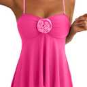 Aleumdr Women's Tankini Swimsuit Flower Flyaway Bathing Suit Bandeau Swim Top, 2XL