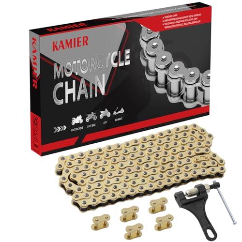 KAMIER 428 Motorcycle Chain 132 Link Gold with Chain Breaker for TTR125 TTR225 Hawk 250 Boom Vader 125 Apollo RFZ TaoTao Coleman 110cc 125cc 150cc Pit Dirt Bike 4 Wheeler ATV Go Kart Heavy Duty Parts