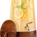 FOODLE Large Glass Drink Dispenser with Spigot - Glass Beverage Dispenser with Stand - Perfect for Parties & Weddings - Pitcher for Lemonade, Water, Sangria, Punch & Juice - Leakproof - 1.72 Gallon