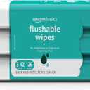 Amazon Basics Adult Wet Wipes Flushable formulated without Fragrance, 126 Count (3 Packs of 42)