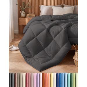 Cal King Size, Dark Gray Alternative Down Comforter - Warm, Lightweight and Breathable Hotel Quality Bedding Set for Men, Women, Kids and Teens - All Season Cooling Microfiber Duvet Insert Comforter, California King