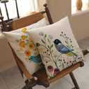 Bird Decorative Pillow Covers Spring Style Throw Pillow Cover Cushion Case Outdoor Flower Bird Set for Sofa Bed Couch Car Office 20x20 Inch Set of 4