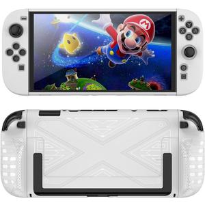 Switch 2 Slim Case Set with 2 Joycon Thumb Grips, 2 Tempered Glass Screen Protectors, Detachable TPU Shell for Nintendo Switch 2 - Anti-Scratch, Anti-Slip, TV Dock Incompatible (White)