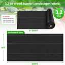 Rintea 6FTX300FT Weed Barrier Fabric, 3.2oz Landscape Fabric, Durable Weed Barrier Fabric Heavy Duty with 20 U-Shaped Securing Pegs for Landscaping Weed Blocker Garden Bed Cover, Commercial Driveway