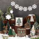 20 Pcs Neutral Sage Green Christmas Tiered Tray Decor Set Farmhouse Rustic Snowflake Xmas Tree Wood Table Centerpiece Decoration Tabletop Sign for Winter Home Kitchen Festival