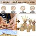 5 Set Faux Rattan Vases, Wicker Flower Vase Set for Farmhouse Decor
