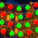 Red and Green Christmas Decorations LED Green Christmas Garland for Tree 10 ft 20 Battery Operated String Lights for Tree Mantle Garden Indoor Outdoor Xmas Home Decorations