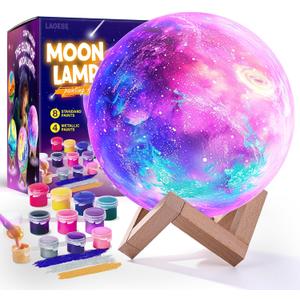 LAOESE Paint Your Own Moon Lamp Kit, Cool Gifts DIY 3D Moon Night Light, Arts and Crafts for Kids Ages 8-12, Space Art Supplies Craft Kits, Girls Boys Birthday Gifts for Kids Ages 3 4 5 6 7 8-12+