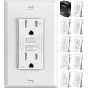 ELECTECK 10 Pack GFCI Outlets 15 Amp, Outdoor Weather Resistant (WR), Ultra Slim GFI Receptacles with LED Indicator, Ground Fault Circuit Interrupter, Wallplate Included, ETL Listed, White