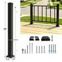 2.8 x 2.8 x 39 in Railing Post with Screw, Porch and Deck Railing Post Heavy Duty Powder Coated Rust Proof Middle Connection of Railings Post for Decks, Stair, Balconies, Porches, Fencing