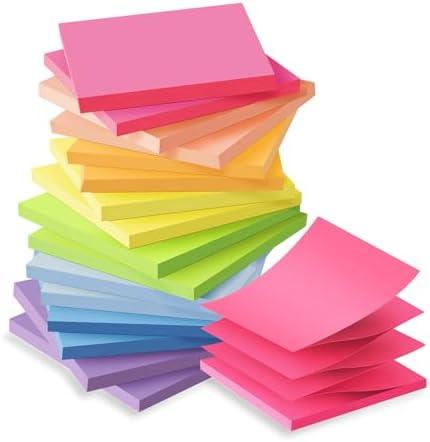 (16 Pack) Pop Up Sticky Notes 3x3 in Accordion Stickies Super Sticking Power Memo Pads Bright Colors
