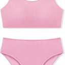 URMAGIC Girls Two Piece Swimsuits Ribbed Bikini Sets Swimming Bathing Suit Beach Sport Athletic Teen Girls Swimwear