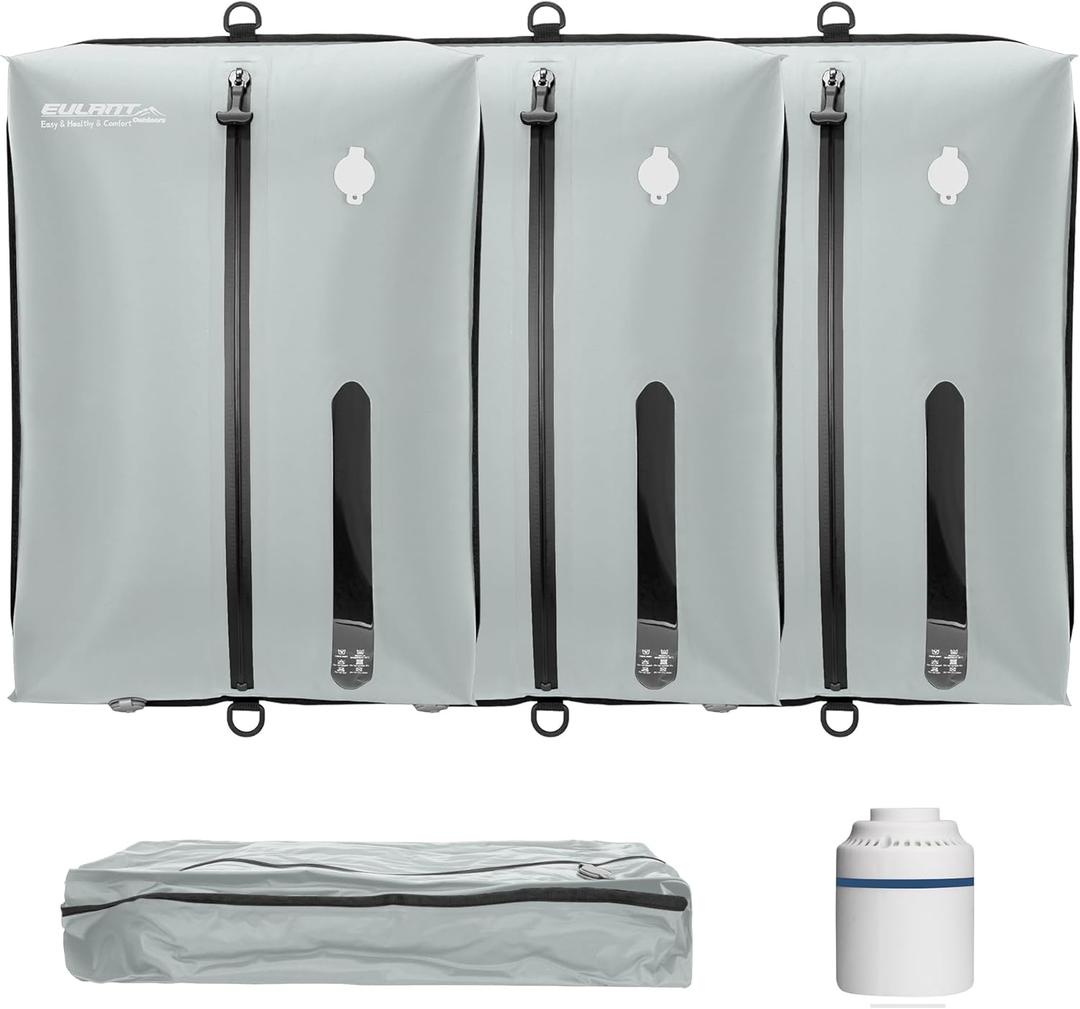 Reusable Vacuum Bags for Travel With Pump,Professional Waterproof IPX8 Zipper Vacuum Compression Bag for Suitcases Backpack,Space Saver Bags Packing Organizers for Clothing Packing(3PACK+PUMP) (Gray)