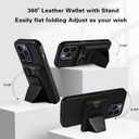 for iPhone 14 Case Leather, 2 in 1 Detachable,Compatible with MagSafe,with Card Holder, PU Leather Kickstand Card Slots Case 6.1" Black