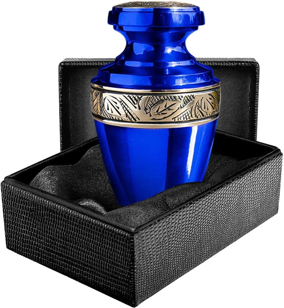 Trupoint Memorials Small Urns for Human Ashes Keepsake, Decorative Mini Cremation Urn for Adult Men and Women, Small Grecian Blue and Gold Trupoint Memorials Small Urns for Human Ashes Keepsake, Decorative Mini Cremation Urn for Adult Men and Women, Small Grecian Blue and Gold